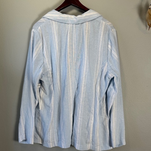 NWT Caslon Light Blue Striped linen Blazer - Picture 6 of 10